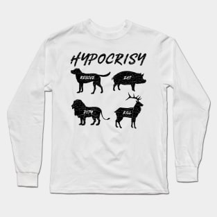 'Hypocrisy' Funny Vegan Vegetarian Long Sleeve T-Shirt